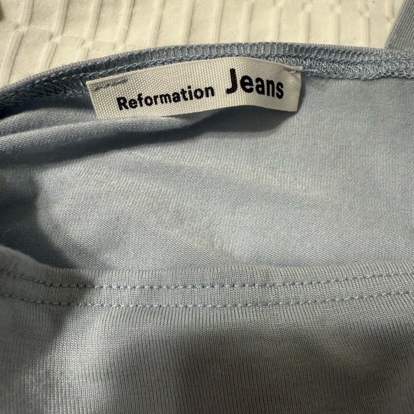 Reformation Jeans Blue Crop Tank Top Women Small Square Neckline - Picture 3 of 4